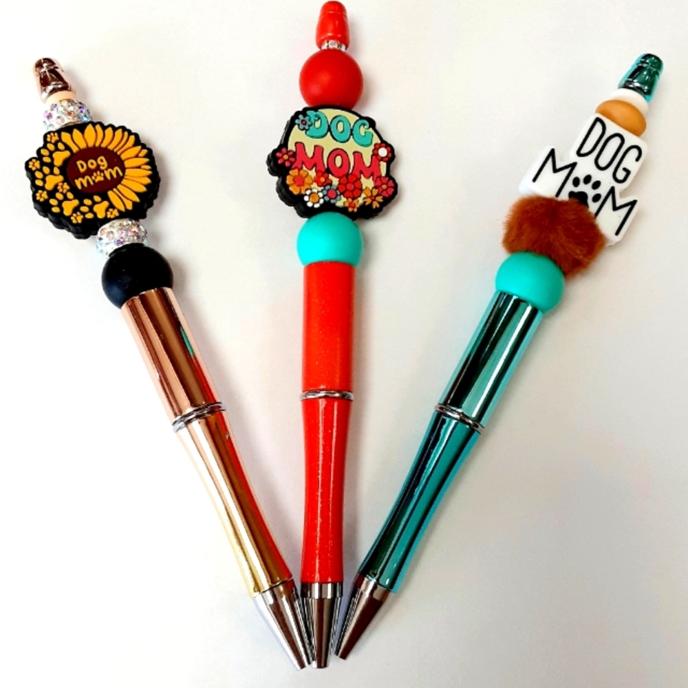 Set Of 3 DOG MOM Beadable Ink Pens